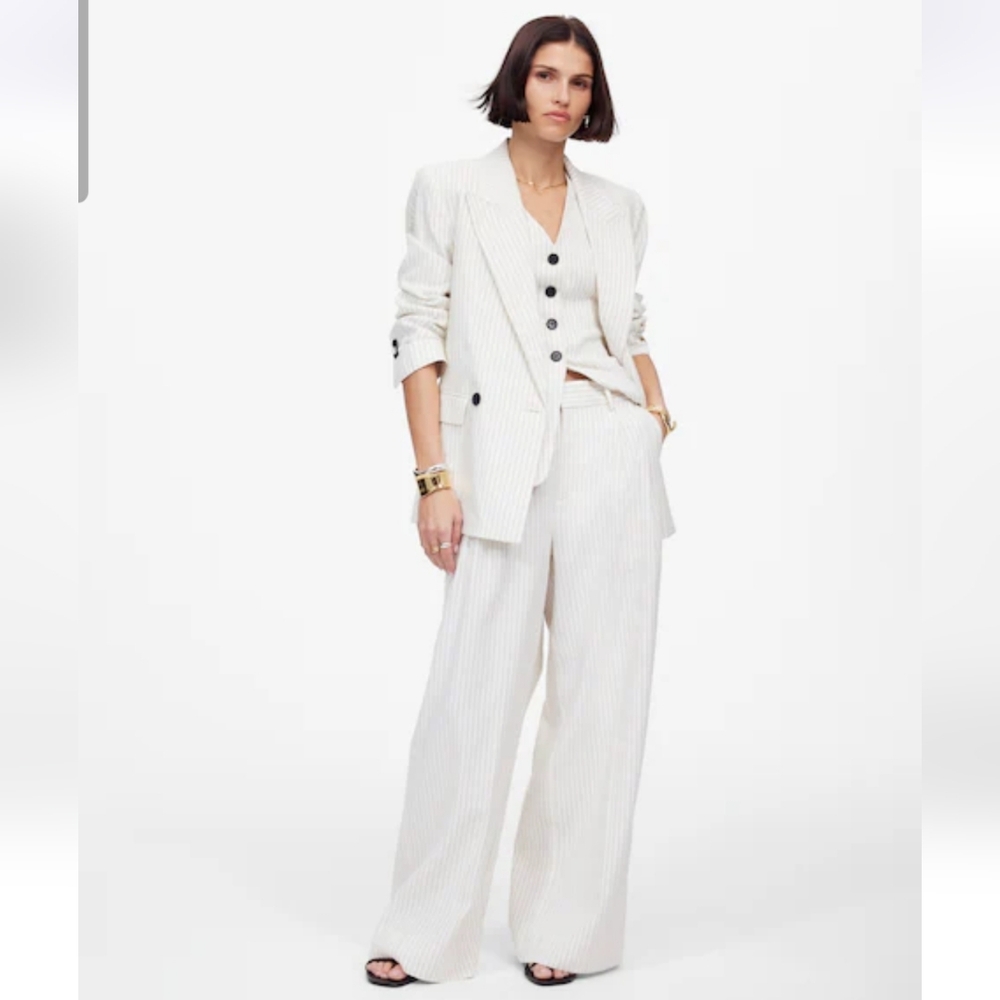 Madewell The Superwide-Leg Trouser in Pinstripe Linen Blend - Picture 3 of 7